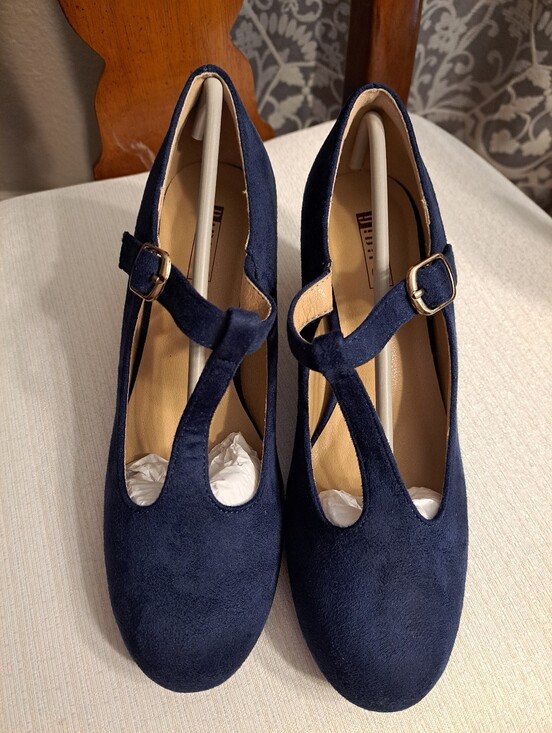 Shoes - Navy Suede Block Heels